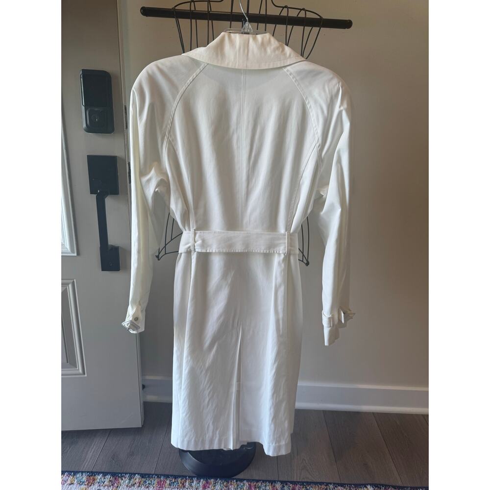 Jones New York Ivory Double-Breasted Belted Trench Coat Size Medium - Picture 2 of 5
